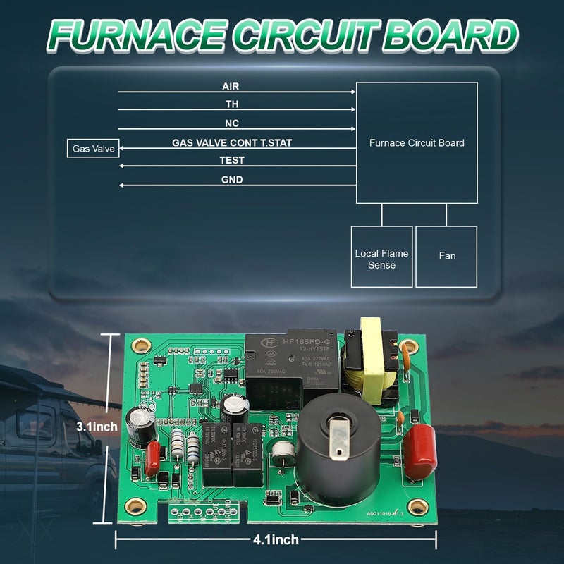 Fexhull 520820 Circuit Board with Fan Control, Fit for Suburban RV Camper Furnace,12VDC RV Water Heater Control Module Board, Replace 520871 520814 520820 33550L AP4896608 - Image 3